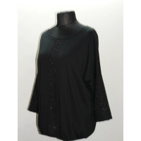 Bluzka Oversize czarna z błyszczącym panelem - boucle